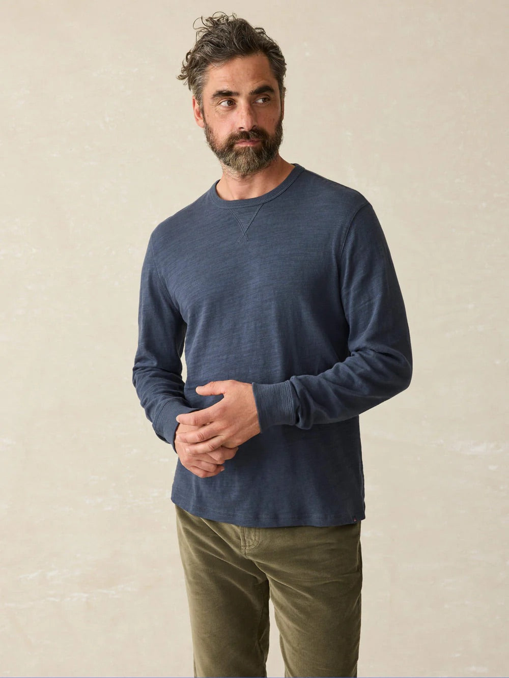 Faherty Men’s Sunwashed Slub Crew Shirt