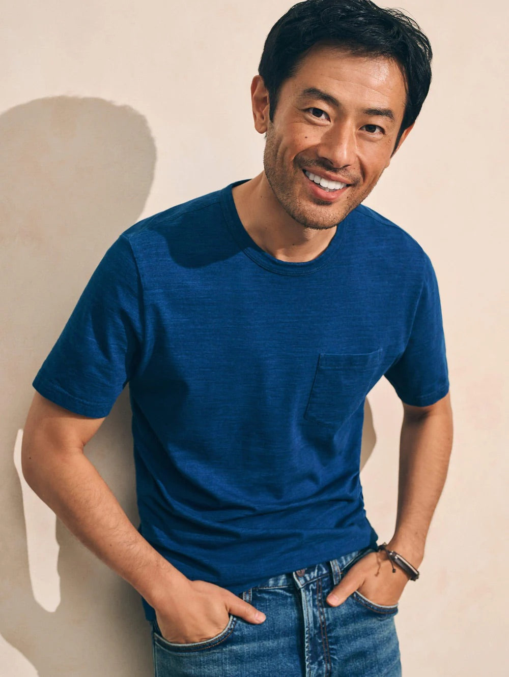 Faherty Men’s Short Sleeve Indigo Pocket Tee Shirt