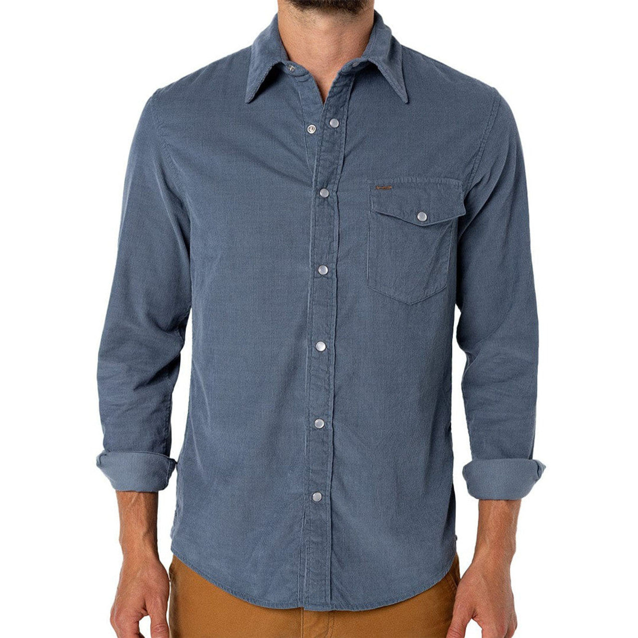 Criquet Men’s Long Sleeve Corduroy Pearl Snap Shirt