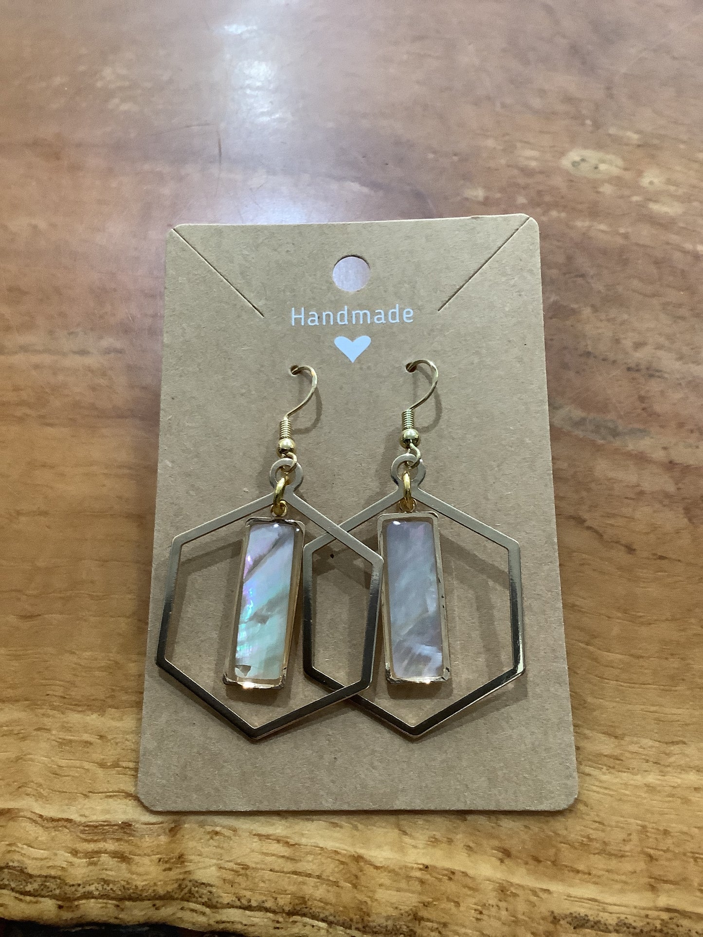 Spiral Canvas Abalone 14k Gold Hooks