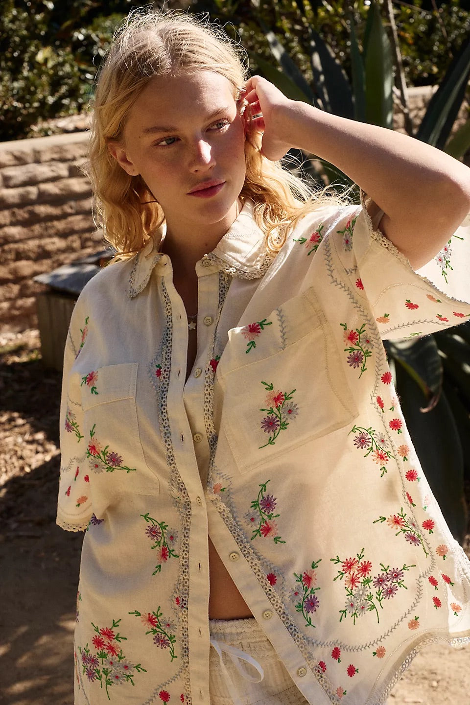 Free People Women’s Emma Embroidered Shirt