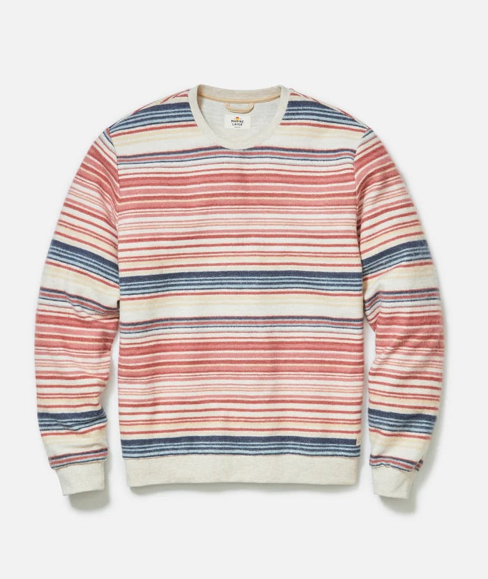 Marine Layer Men’s Fleece Out Stripe Crewneck Sweatshirt