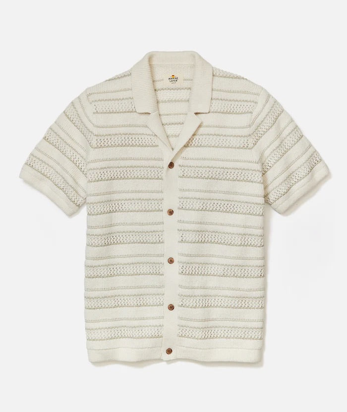 Marine Layer Men’s Open Knit Sweater Button Down Shirt