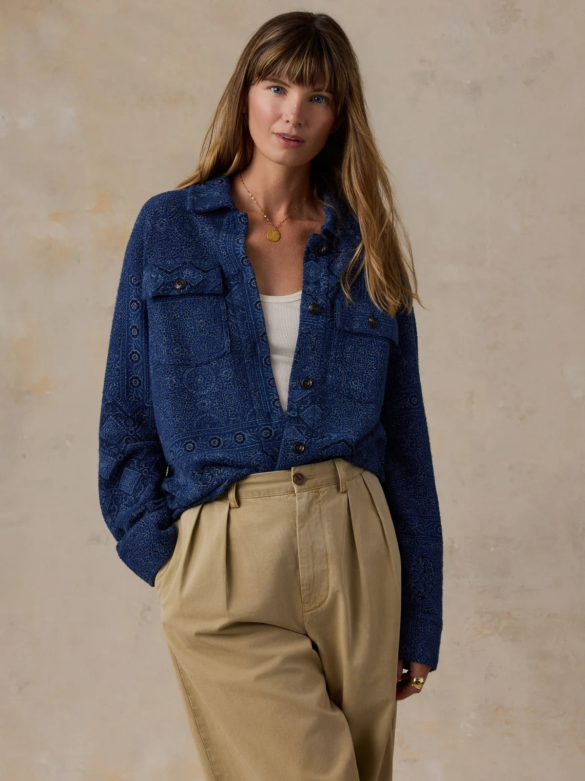 Faherty Women’s Twill Terry Shirt Jacket