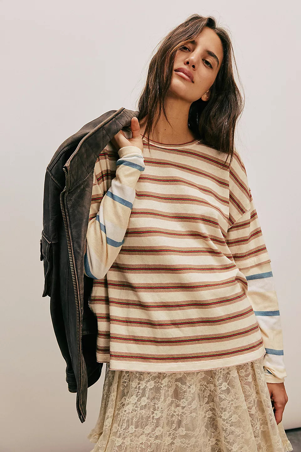 Free People Women’s Nina Stripe L/S Tee Shirt