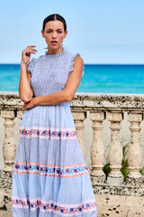 Oliphant Sleeveless Smocked Maxi-Jungi Peach Dress