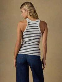 Faherty Women’s Surfside Rib Tank - Salt Air Stripe