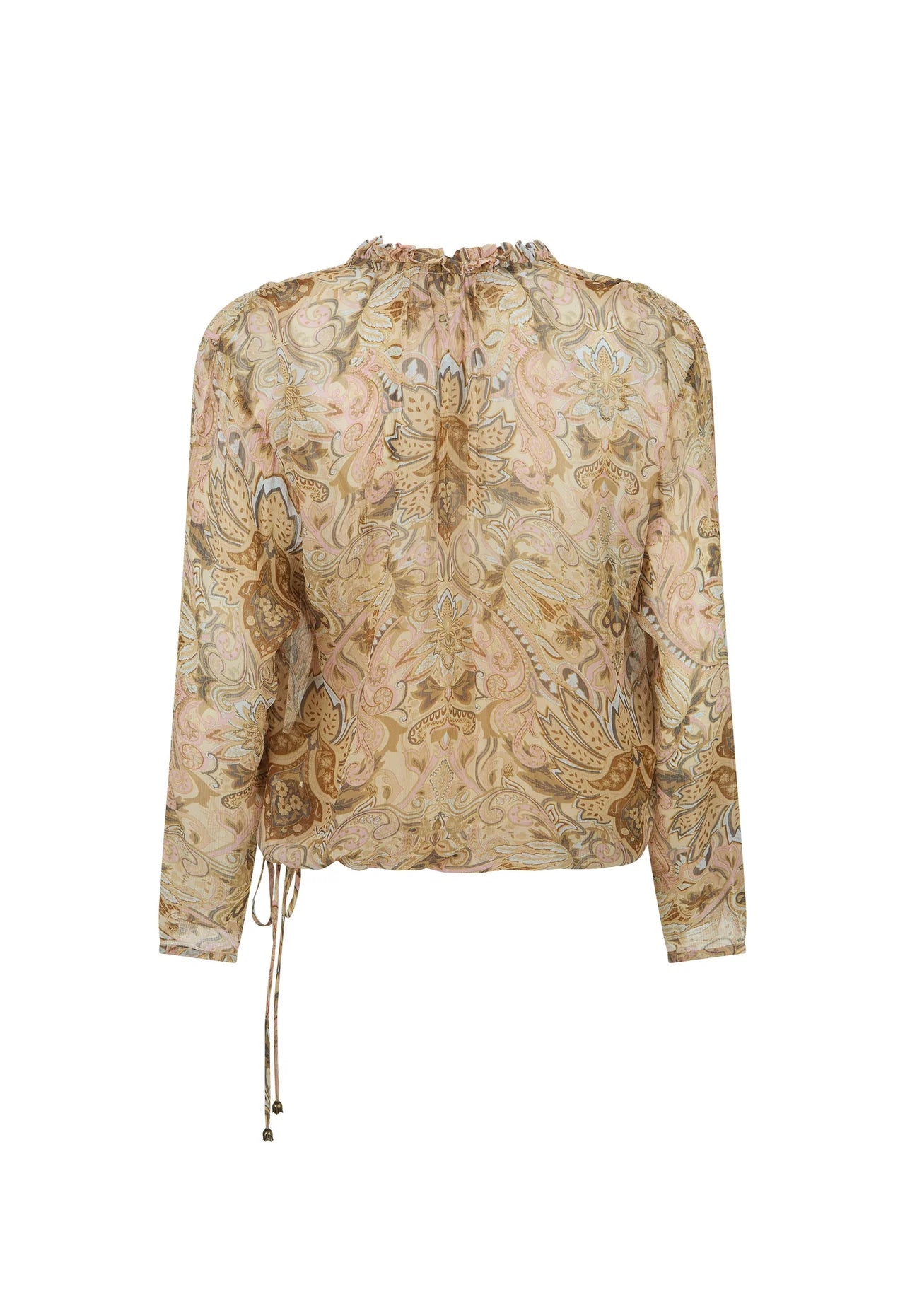 Spell Women’s Damask Long Sleeve Blouse in Chai