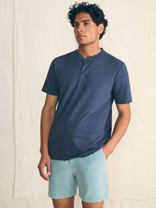 Faherty Men’s Short Sleeve Sunwashed Henley Shirt
