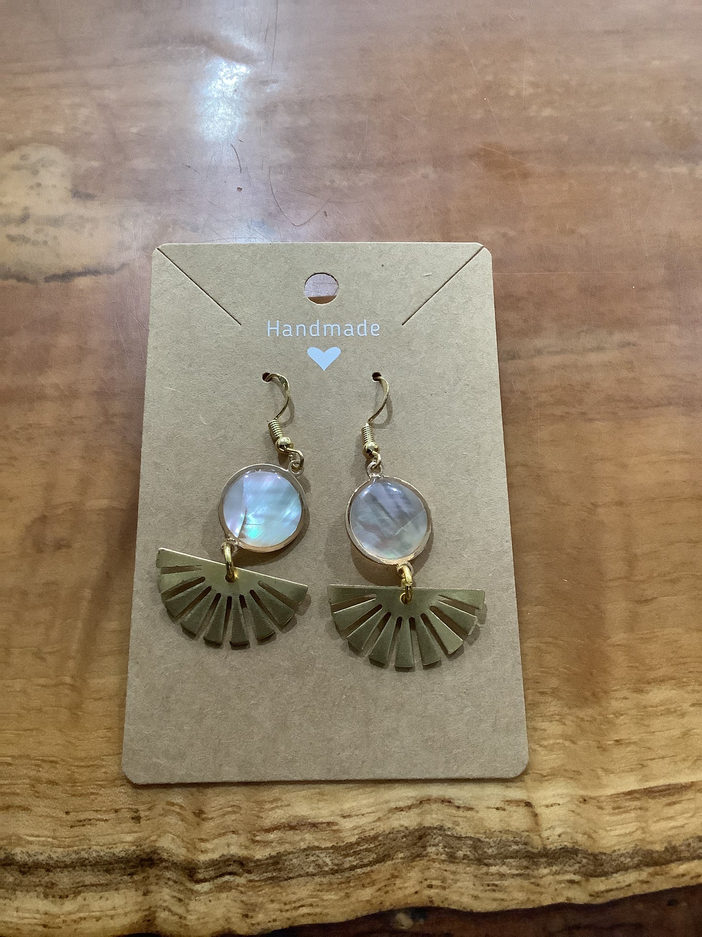 Spiral Canvas Abalone 14k Gold Hooks