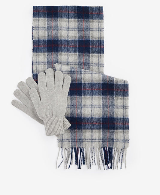 Barbour Mens Tartan Scarf & Gloves Set