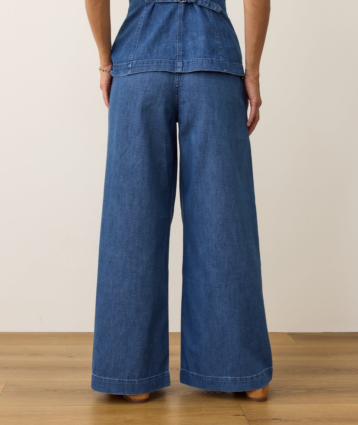 Marine Layer Women’s Allison Pleated Wide Leg Denim Trouser