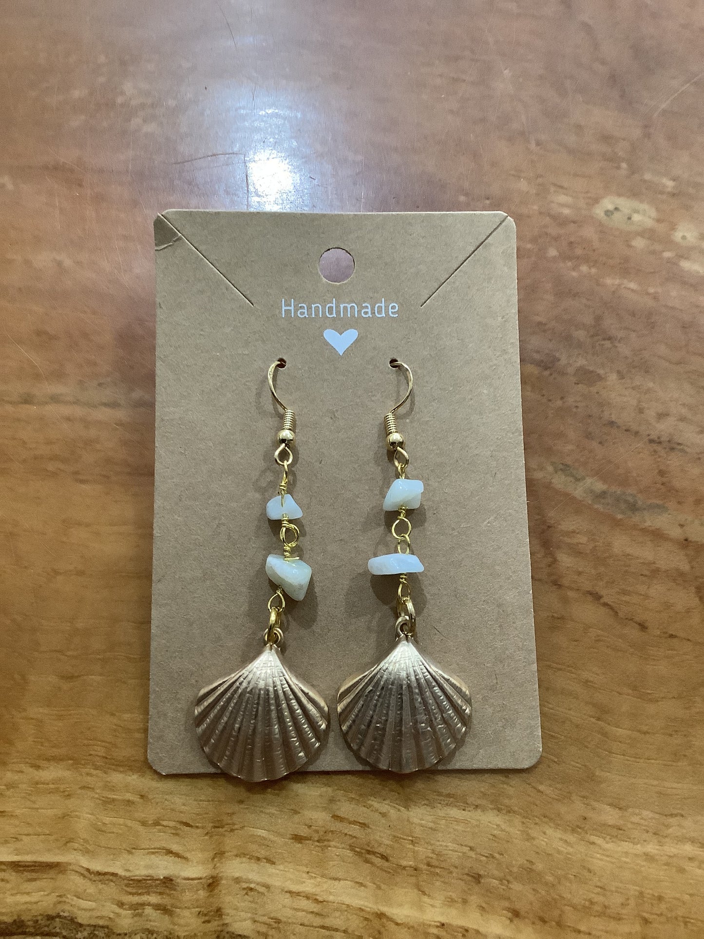 Spiral Canvas Shell Grace 14k Gold Hooks