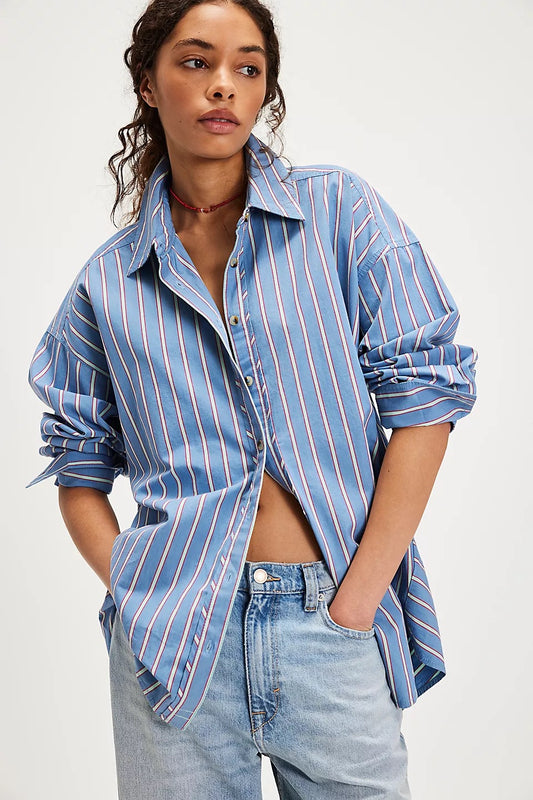 Free People Women’s Striped Varsity Vibe Shirt