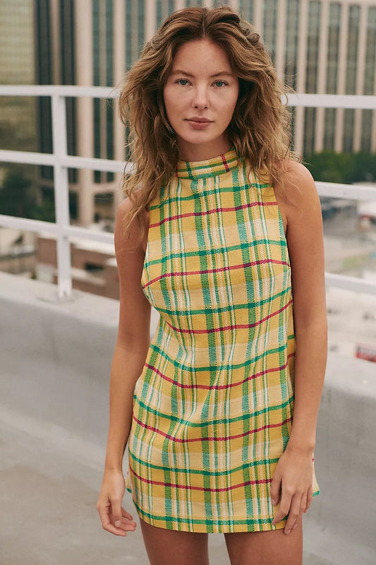 Free People Women’s Walk the Walk Plaid Mini Dress
