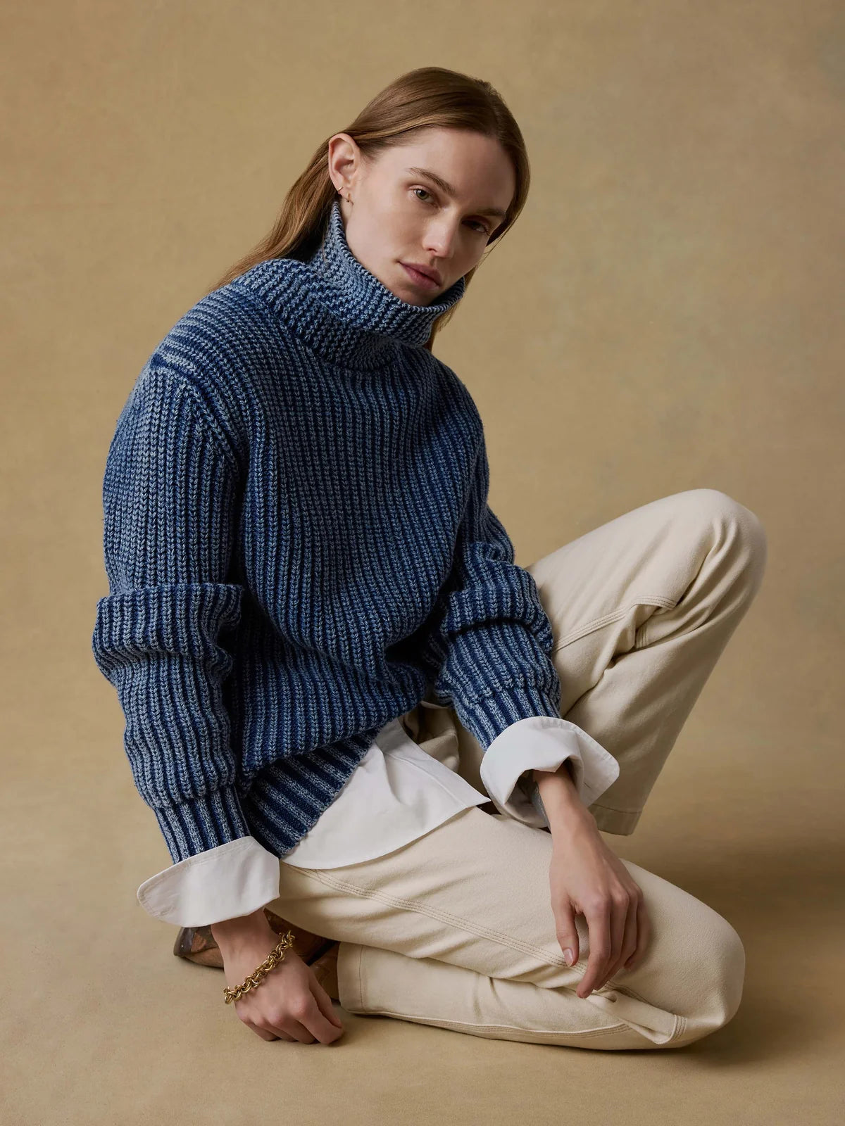 Faherty Women’s Sunwashed Cotton Oversized Turtleneck Sweater