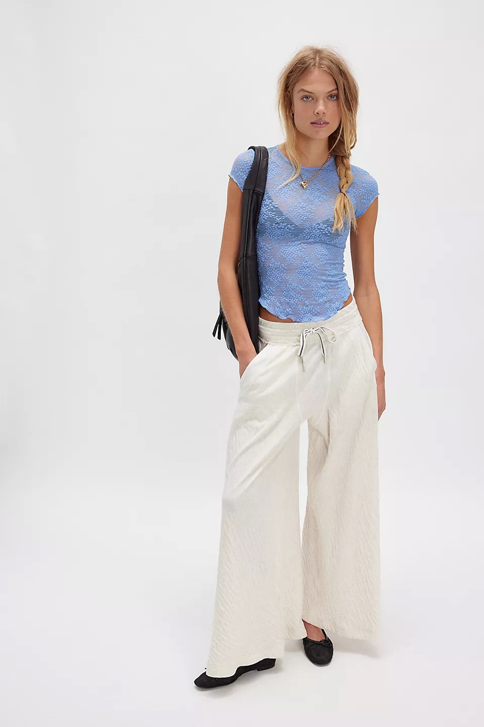 Free People Women’s Ready To Go Lace Tee Shirt
