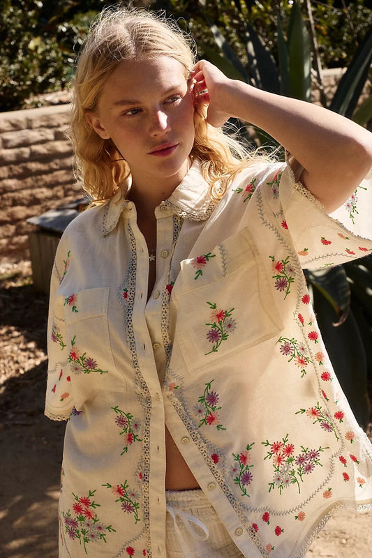 Free People Women’s Emma Embroidered Shirt