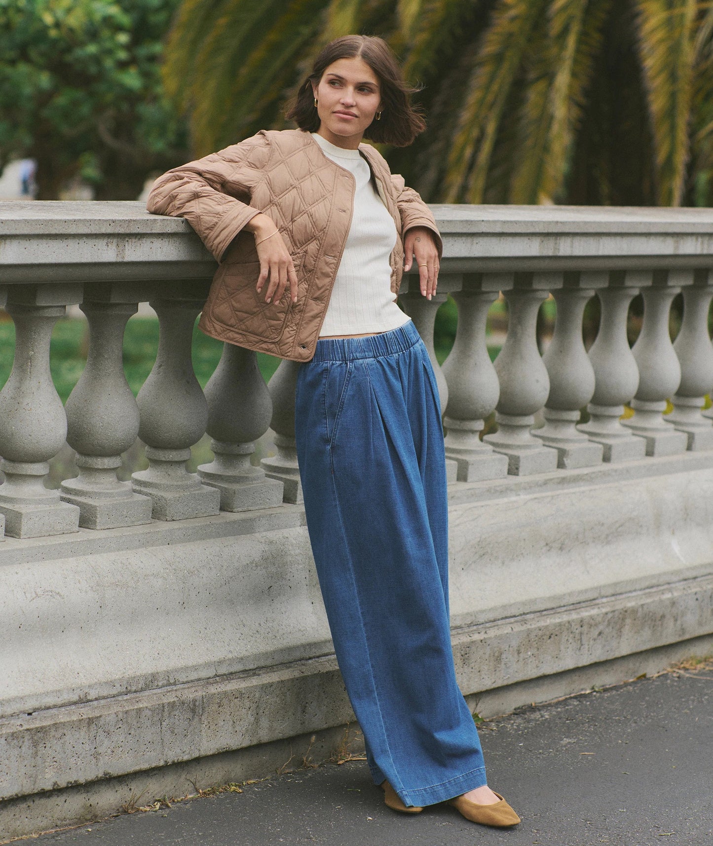 Marine Layer Women’s Allison Pleated Wide Leg Denim Trouser