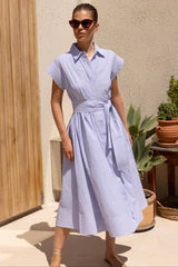 Oliphant Women’s BELTED SHIRT DRESS- CHATHAM BLUE
