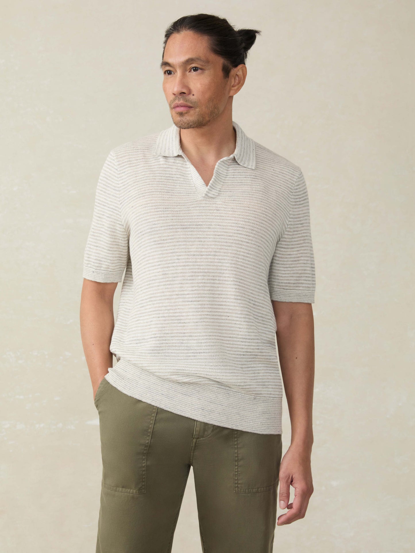 Faherty Men’s Short-Sleeve Linen Sweater Polo Shirt