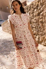 OLIPHANT CINCHED FLIRTY MIDI- ELLSWORTH RED