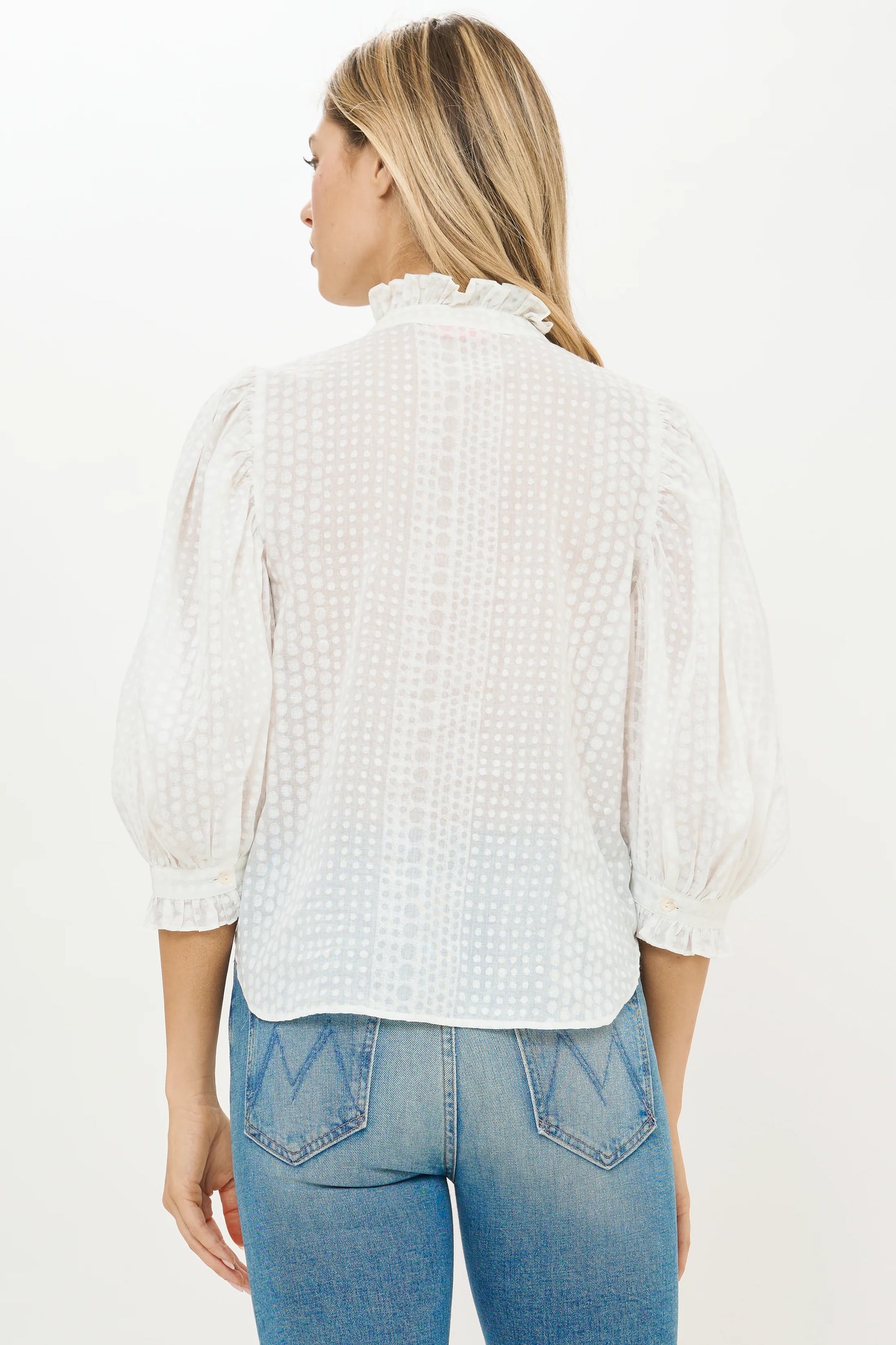 Oliphant Women’s Ruffle Front Button Blouse