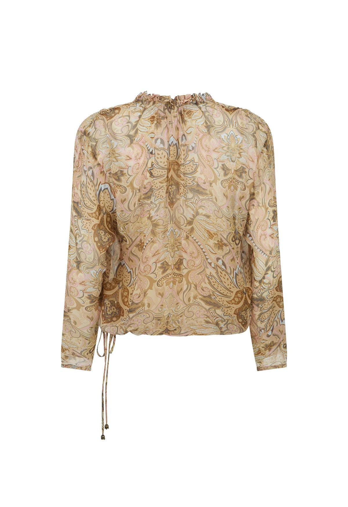 Spell Women’s Damask Long Sleeve Blouse in Chai